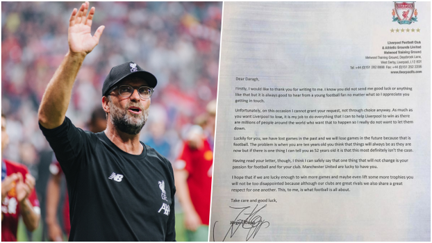 Donegal boy gets response from Jurgen Klopp