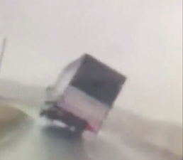 Watch: Terrifying moment as a truck blows over as winds from Storm Jorge pick up