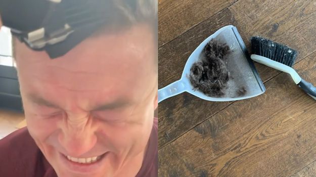 Amy Huberman has shaved Brian's head