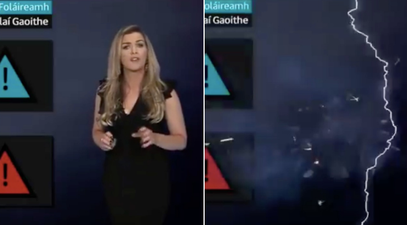 WATCH: Viewers stunned as TG4 weather presenter struck by lightning live on air