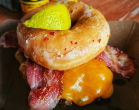 This bacon cheese donut burger is back in Galway