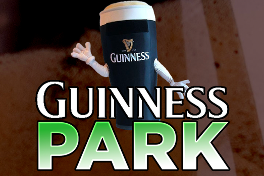 image reads "Guinness Park" with a pint of guinness mascot waving in the background