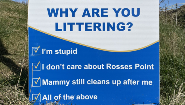 rosses point sign litterers