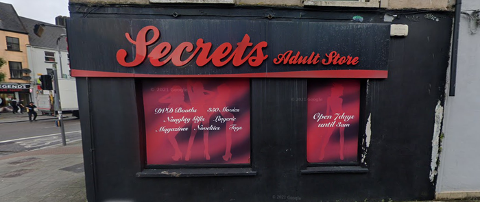 shop front of secrets adult store in cork