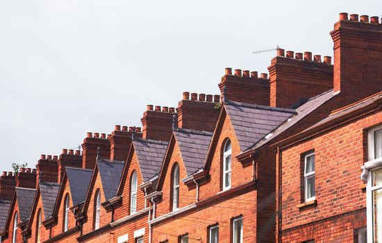 row of redbrick houses in Ireland