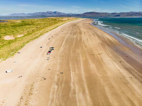 cars parked on inch beach, kerry
