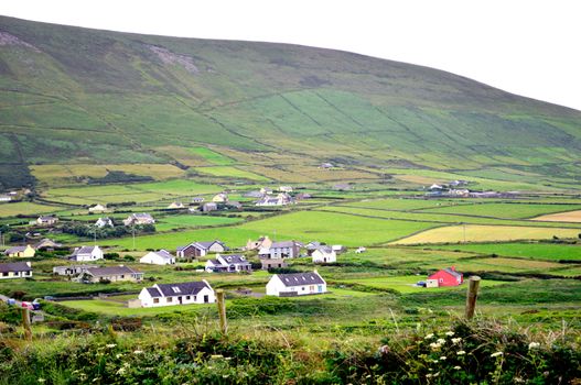 distant view of houses in the Kerry countryside