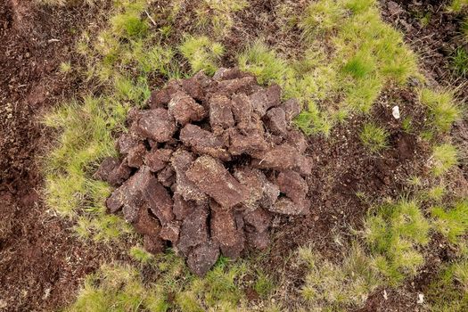 stack of turf in a field