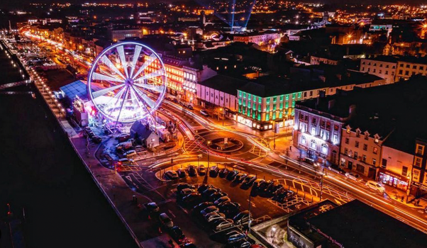 aerial shot of winterval festival in waterford