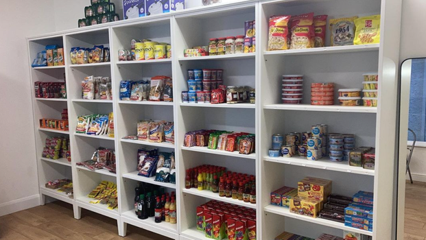 shelves in a small shop filled with brazilian food products